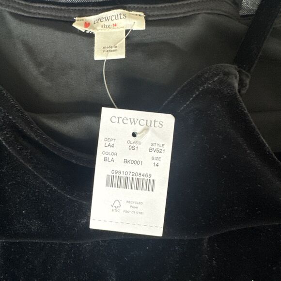 NWT Crewcuts Jcrew Girls' Velvet Dress Tank Black Size 14 Holidays - Picture 5 of 5